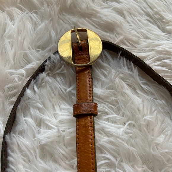 Yves Saint Laurent Brown Belt with Round Gold Buckle - Picture 4 of 5